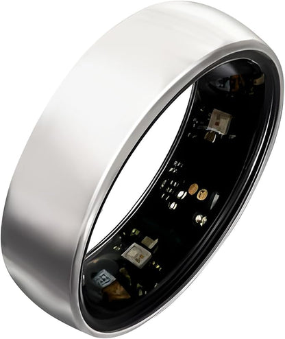 Smart Ring Titanium Fitness Sleep Tracker Health Monitoring Blood Pressure Blood Oxygen for iPhone and Android Days Batterty Life (Silver, 8) Full Charge First Use