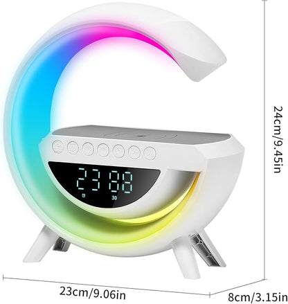 Table Lamp Smart Alarm Clocks Alarm Clocks for Bedrooms White Speaker Wireless Charger Smart Light Sound Machine 9.45 inch Night Light Lamp Sunrise Alarm Clock Restroom Bedroom (Large-Style 3401)