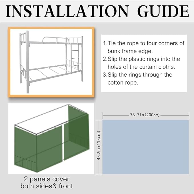 Bottom Bunk Bed Curtains Privacy Cloth Underbed Curtains for Low Loft Bed Twin, 2 Panels, Spaceman