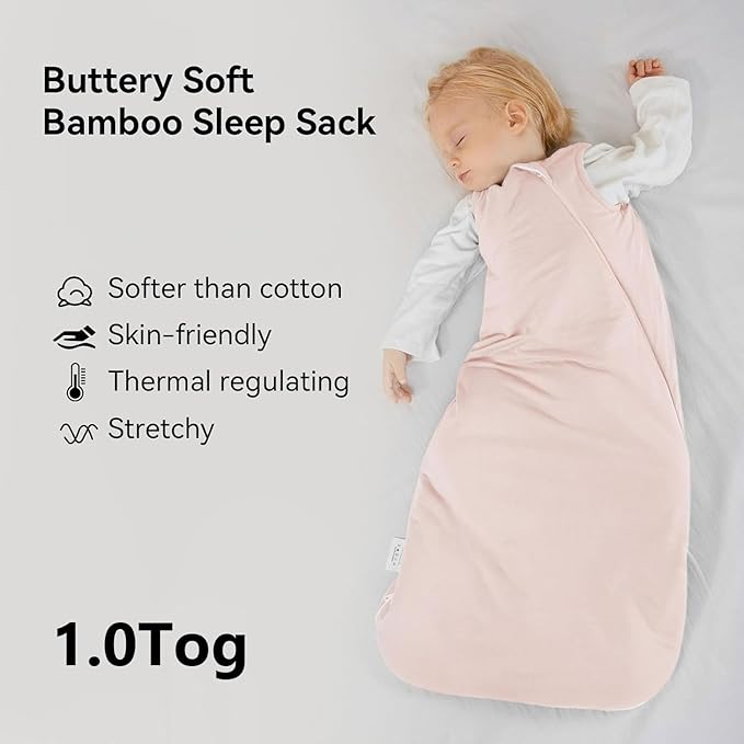 Rayon Made from Bamboo Sleep Sack 12-18 Months 1.0 Tog Ultra Soft Baby Wearable Blanket Toddler Sleep Sack for Babies Unisex Girl Boy 2-Way Zipper Baby Sleeping Bag Breathable Lightweight Large