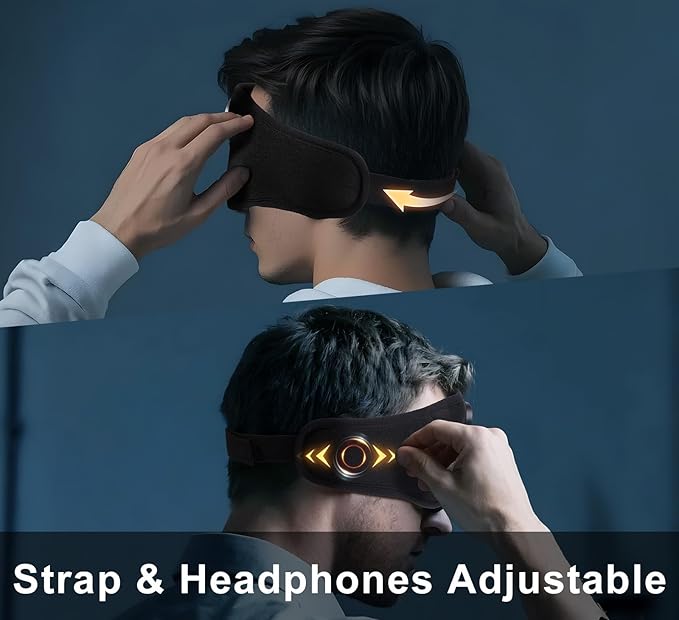Bluetooth Sleep Mask with Smart Timing, 100% Blackout 3D Contoured Eye Mask for Sleeping & Music Auto Shut Off, Breathable No Pressure for Side Sleeper Travel Essential Gift for Women Men