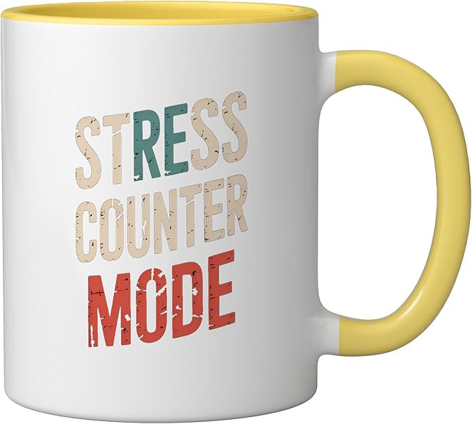 Relaxation Breathing Vagus Nerve Stimulation Stress Relief Ceramic Mug, Yellow/White