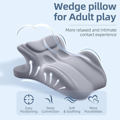 27 Degree Couples Pillow with Memory Foam, Adjustable Multi-Position & Back Support, Anti-Slip Waterproof Cover with Replaceable Design for All Postures (Blue)