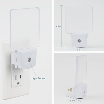 2 Pack 0.5W Plug in LED Night Light with Dusk to Dawn Sensor Daylight Cool White