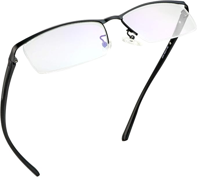 LifeArt Alloy Semi-Rimless Reading Glasses,Blue Light Blocking Glasses, Anti Eyestrain, Computer Gaming Glasses, TV Glasses for Women, Anti Glare (Black, 3.50 Magnification)