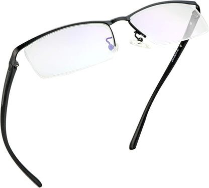 LifeArt Alloy Semi-Rimless Reading Glasses,Blue Light Blocking Glasses, Anti Eyestrain, Computer Gaming Glasses, TV Glasses for Women, Anti Glare (Black, +1.75 Magnification)