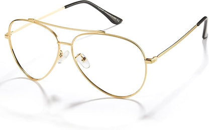 Cyxus Davos French Ma-con Style Aviator Glasses Blue Light Blocking Eyeglasses for Computer UV Protection Anti Eyestrain 8805