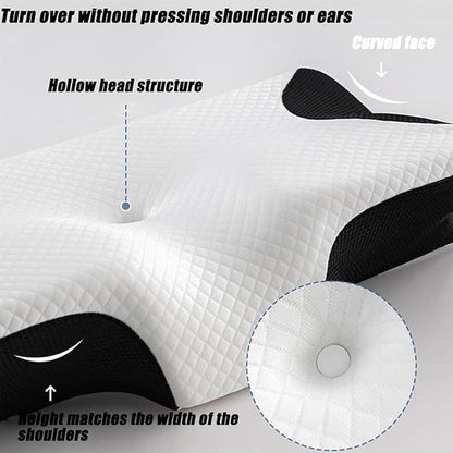 Airway Pro Sleep Apnea Relief Pillow，neckhaven Pillow，Neck Haven，Sleep apnea，Neck Support Ergonomic Side Sleeper, for Side, Back, Stomach Sleepers (Black)