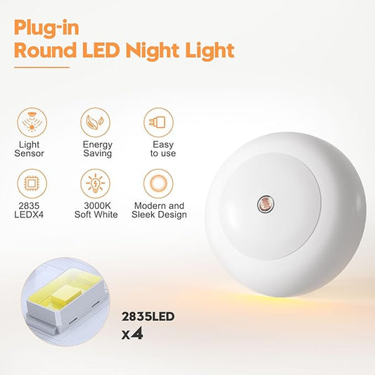 Night Light, Night Lights Plug into Wall, Dusk to Dawn Sensor Warm White Led Night Light 0.5W, 2 Pack Nightlight for Adults, Bedroom, Bathroom, Hallway, Kitchen