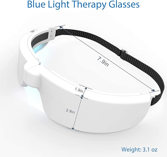 Light Therapy Glasses, Portable & Wearable UV-Free Blue Light Therapy Lamp, Natural Relief for Good Sleep, Happy Mood, Boost Energy and Jet Lag (Glasses-I)