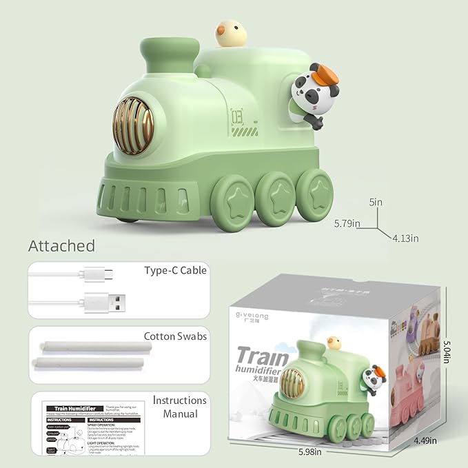 Portable Mini Humidifier,300ml USB Desktop Personal Cool Mist Small Humidifiers,2 Mist Modes,Auto Shut-Off,Mute for Bedroom/Home/Nursery/Office,Cute Mini Humidifier With Night Light (Green)