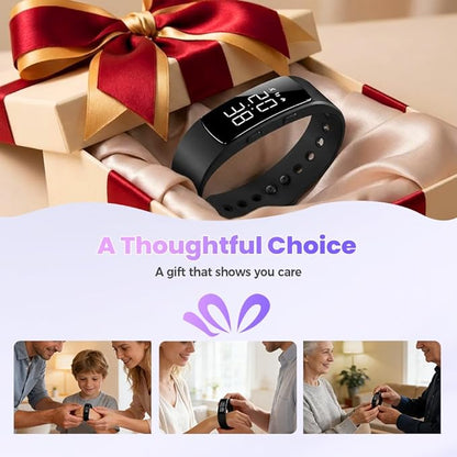 Vibrating Alarm Reminder Watch, 2026 Upgraded Silent Bracelet Wearable Wrist Alarm Clock for Step Counter, Vibration, Stopwatch Timer, 2-Set Alarm Clock Design for Deep Sleepers (Pink)