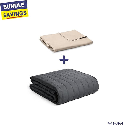YnM Cotton Duvet Cover for Weighted Blankets (Khaki, 36''x48'')