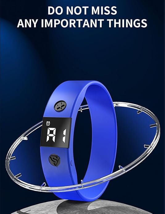 Vibrating Alarm Watch Water Resistant Wake Up Wristband Silent Medical Reminder Watch - with Timer and 8 Daily Alarms