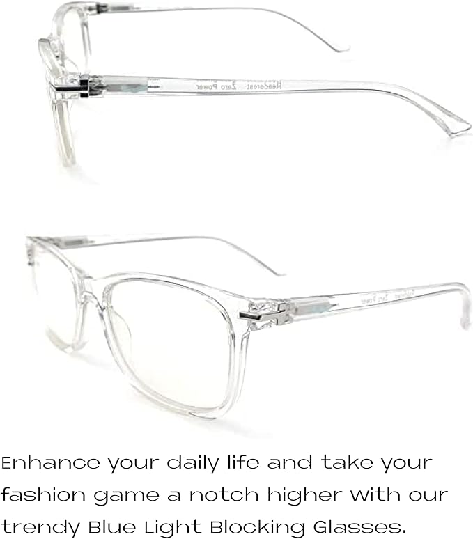 Readerest Blue Light Blocking Glasses – Thin Reflective Lens, Anti-Glare Computer Eyeglasses, UV Protection, Eye Strain Relief (Clear, 2.0 Magnification)