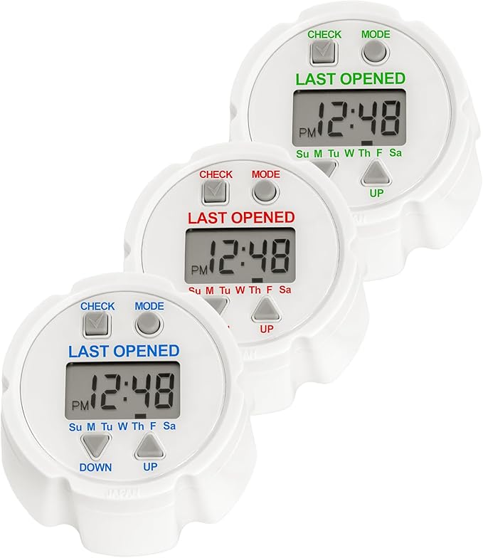 e-Pill TimeCap – Smart Pill Bottle Cap with Last Opened Time Stamp & Up to 24 Daily Alarms