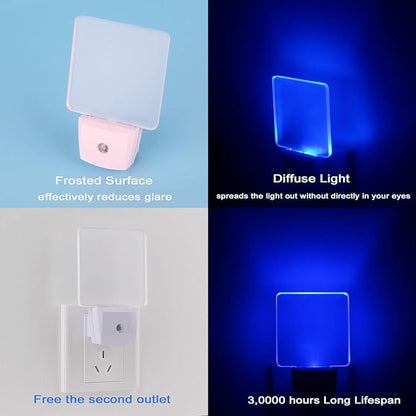 Blue Led Night Light Plug in - 4 Pack Dusk to Dawn Blue Night Light Auto ON Off 0.5W Suitable for Bathroom Hallway Nursery Bedroom Stairs Kitchen Adults Kids Halloween Christmas Decor