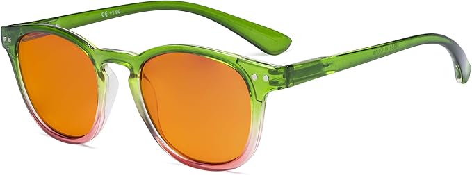 Eyekepper Ladies Blue Light Blocking Reading Glasses with Orange Tinted Filter Lens - Night Sleep Computer Readers Women - Green-Pink Frame +1.50