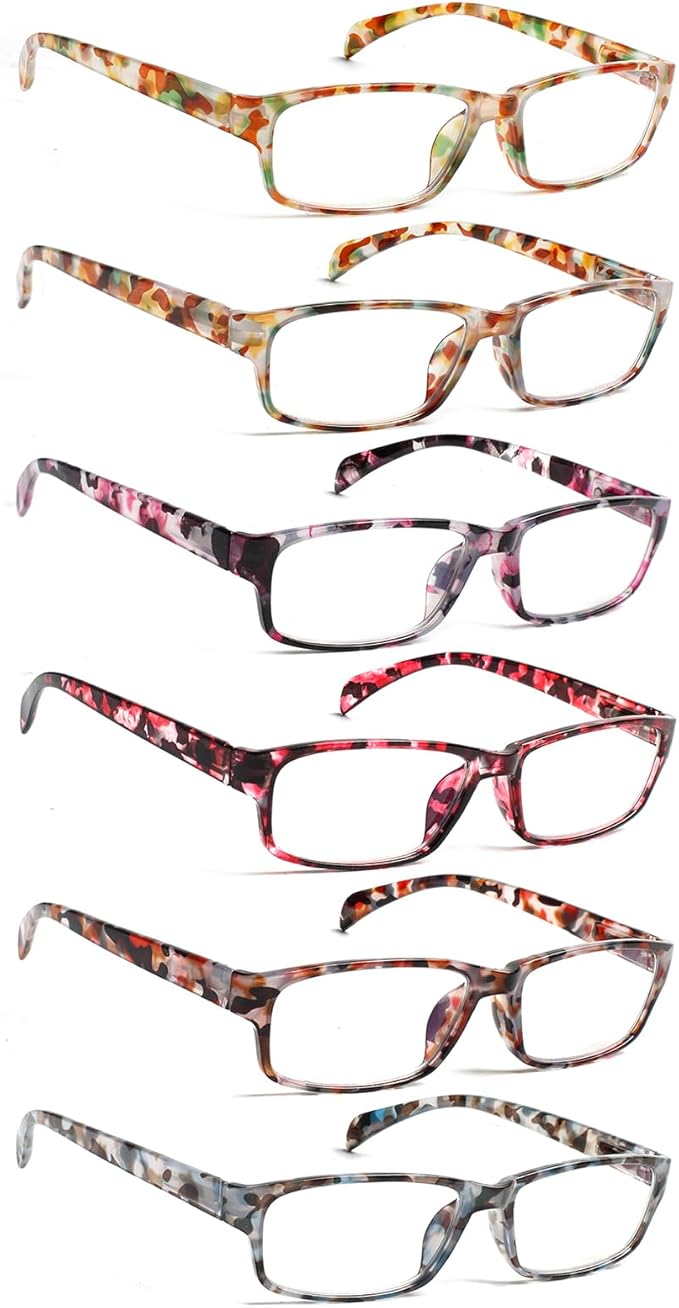 JOSCHOO Computer Reading Glasses for Women and Men 6 Pack Blue Light Blocking Spring Hinge Readers