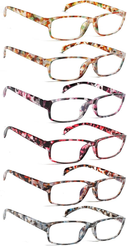 JOSCHOO Computer Reading Glasses for Women and Men 6 Pack Blue Light Blocking Spring Hinge Readers