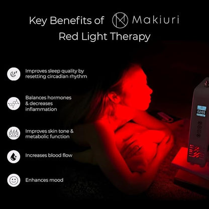 Makiuri Red Light Therapy Lamp | LED Light Therapy Panel for Face & Body | Infrared & Red Light in 5 Wavelengths | Supports Relaxation, Skin Appearance & Overall Wellness | Mercury (White 60 LED)