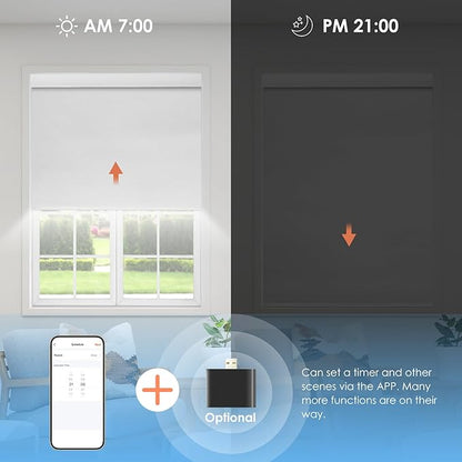 DENFOON Motorized Blinds with Remote,Thermal Electric Blinds【with Cover】,Customizable Automatic Roller Shades, Blackout Remote Control Blinds for Windows Upgrade to Smart Blinds, Gray