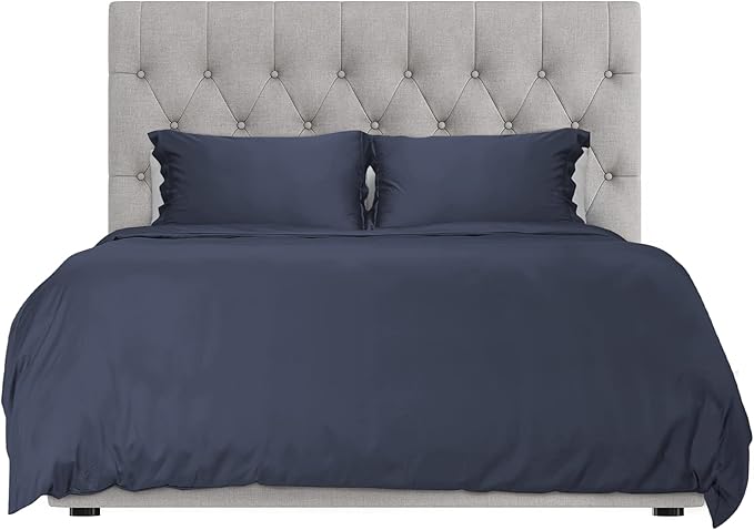 Hotel Sheets Direct 3 Piece King Size Duvet Cover Set, 100% Viscose Derived from Bamboo Comforter Cover with 1 Pillow Sham, Moisture-Wicking & Silky Texture, Cooling, Breathable, Easy Care, Navy Blue