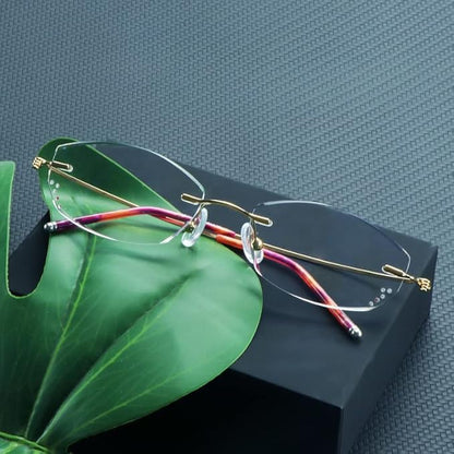 LifeArt Blue Light Blocking Glasses,Computer Reading Glasses,Rimless Frame Tinted Lens with Diamond,Stylish for Women (+3.50 Magnification)