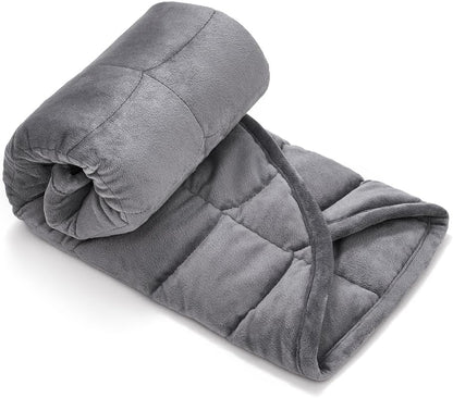 TONGDADA Weighted Lap Blanket 7lbs for Adult,Perfect for Relaxation, Lounging, Napping, Sleeping & Travel,Luxury Minky Weighted Body Blanket,Weighted Throw Blanket-Dark Grey Minky, 29" x 24"