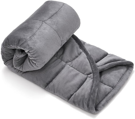 TONGDADA Weighted Lap Blanket 7lbs for Adult,Perfect for Relaxation, Lounging, Napping, Sleeping & Travel,Luxury Minky Weighted Body Blanket,Weighted Throw Blanket-Dark Grey Minky, 29" x 24"
