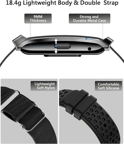 Smart Bracelet for Men Women, Health Activity Fitness Trackers, 24H Sleep Tracker, 24/7 Continuous Heart Rate/Blood Pressure/HRV/Stress Monitor, 170+ Sports Modes Smart Wristband with Free APP 2 Bands