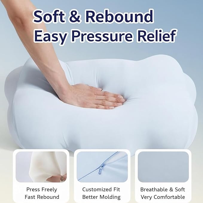 Cloud Pillow - Ergonomic Memory Sleep Cloud Pillow, 2026 New Adjustable Neck Support Pillows with Cooling Breathable Cover for Adults, Back & Stomach Sleepers (Dark Gray)