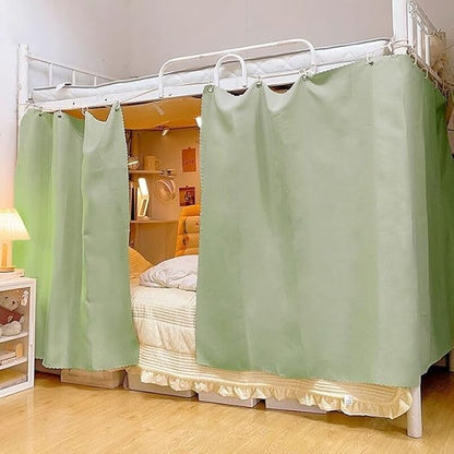 Dormitory Bunk Bed Student Curtains Privacy Blackout Decor for Loft Bottom Green 1PC