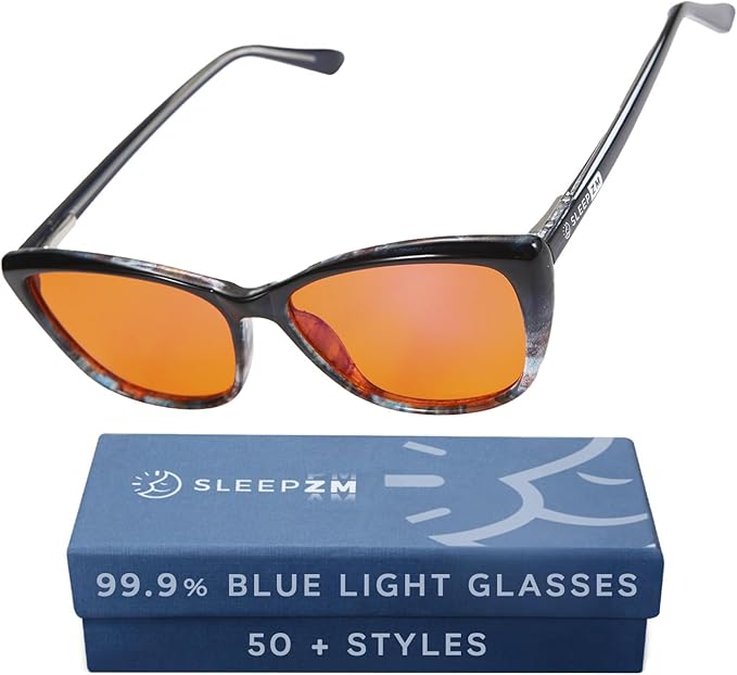 100% Blue Light Blocking Glasses - Better Sleep Anti Eye Strain Protection - Computer Gaming Women Men