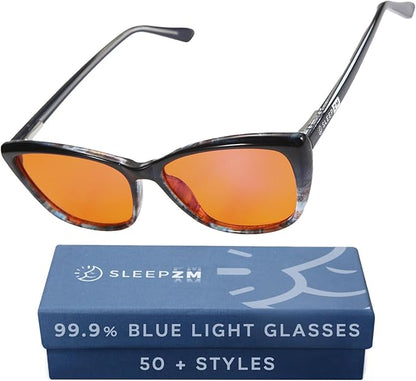100% Blue Light Blocking Glasses - Better Sleep Anti Eye Strain Protection - Computer Gaming Women Men