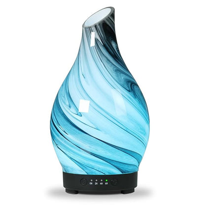 Essential Oil Diffuser Aroma Diffuser- 200 ml Art Glass Ultrasonic Cool Mist Oil Diffuser for Aromatherapy Auto Shut-Off Protection & 7 Colors Changed LED Light for Home Office Decor & Gift (200ml)