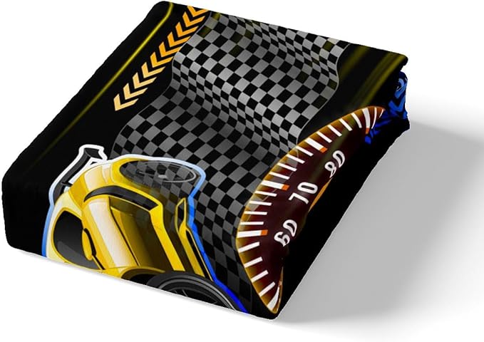 Racing Theme Fitted Sheet,Street Art Style Sheet Set for Adults Ultra Soft Room Gift,Race Car Bedding Set with 2 Pillowcases,Queen Size