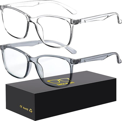 Blue-Light Blocking Glasses Computer Reading/Gaming/TV/Phones Glasses Fashion Anti Eyestrain UV Glasses for Women Men（A4 Gray + Transparent）