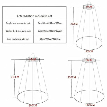 EMF Radiation Shielding Bed Canopy,100% Silver Fiber Radiation Protection Fabric Insomnia Relief,Silver-50 * 230 * 800cm