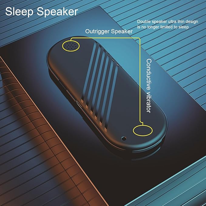 Under Pillow Speaker Bone Conduction Stereo, Multifunction Stereo Deep Bass Mini Bluetooth Conduction Speaker for Sleeping, Mini Portable Pillow Speaker for Sleep Aid Under Sleep Pillow