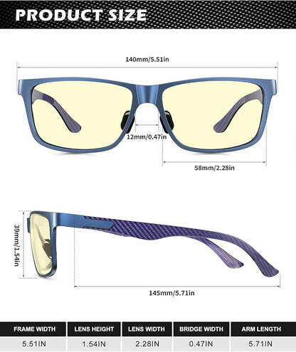 ANYLUV Blue Light Blocking Glasses Men Computer Gaming Glasses Lightweight Al-Mg Metal Anti Eyestrain Eye Protection