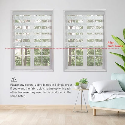 Motorized Zebra Blinds, Cordless Blackout Window Shades with Remote, Custom Dual Layer Smart Roller Shades Compatible with Alexa Google Assistant, Automatic Light Filtering Blinds,Light Grey