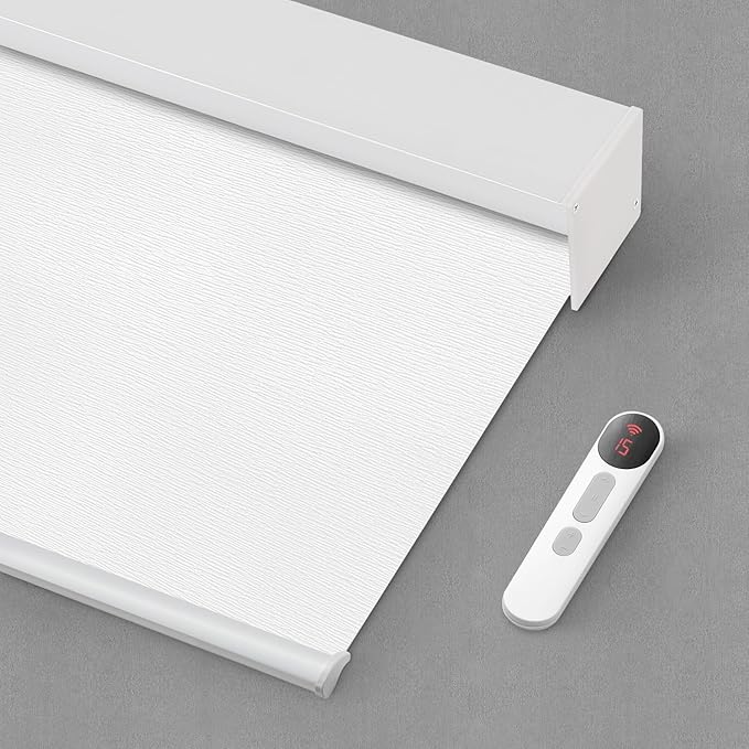 Bringnox Motorized Blinds with Remote,100% Blackout Smart Roller Blinds Compatible with Apple Homekit Google Home and Alexa Via HUB,and Customized (Treebark Extra white-29)