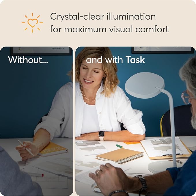 Lumie Task - 10,000 Lux Adjustable Bright Light Therapy Desk Lamp for Mood and Energy Boost and Winter Blues Relief, Crystal Clear Illumination and Maximum Visual Comfort - White Mist