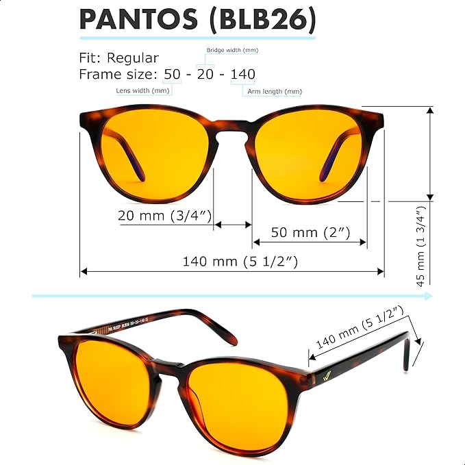 Orange Blue Light Blocking Glasses for Better Sleep - 99.5% Premium Acetate Migraine Glasses for Women & Men