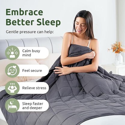Sivio Weighted Blanket for Adults 100% Cotton, 80"x87" King Size 30 lbs, Large Cooling Summer Heavy Blanket for Sleep, Breathable Soft Blankets with Premium Glass Beads, Machine Washable, Dark Grey