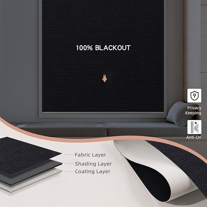 Motorized Blinds Roller Shade with Remote: Canisteo Automatic Smart Blind for Windows 100% Blackout, Electric Blinds Compatible with Alexa/Google Home/Apple Homekit, Customized Size,Noir Black