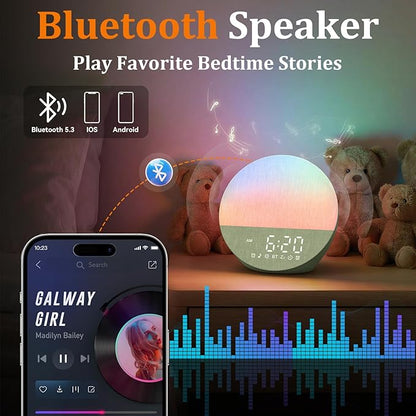 Wake Up Sunrise Alarm Clock: 10-60 Minutes Simulate Sunrise for Gentle Wake Up - 20 Adjustable Brightness Bright Enough for Heavy Sleepers - Dual Alarms with Sound Machine