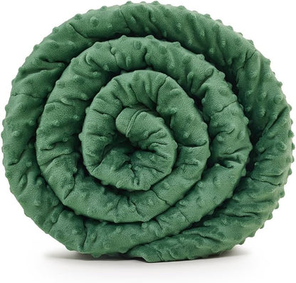 TONGDADA Minky Weighted Blanket | 40''x60'',7lbs | Cozy and Soft Minky Weighted Throw Blanket | Luxury Velvet with Premium Glass Beads | Dark Green Minky