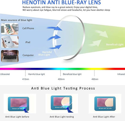 Henotin 4 Pack Ladies Reading Glasses Blue Light Blocking Spring Hinge Readers Anti Eyestrain Computer Eyeglasses (Mix Color, 4.0)